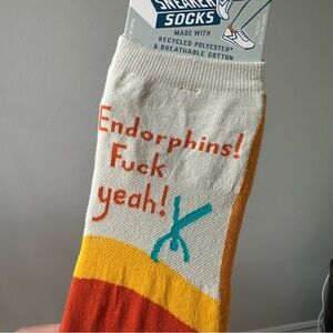 Blue Q sneaker socks “endorphins f**k yeah!” Multicolor Cotton Blend NWT